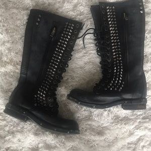 Free people studded leather destroyed boots